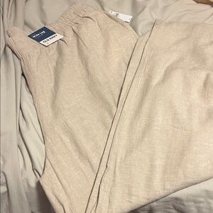 Old Navy Light Beige Linen wide leg pants
